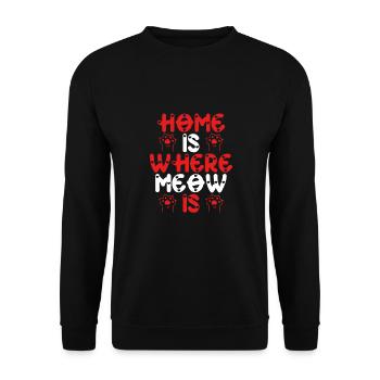 Zuhause Ist, Wo Miauen Ist - Unisex Pullover - Schwarz - Vorne - Alina (178cm) & Michal (187cm)
