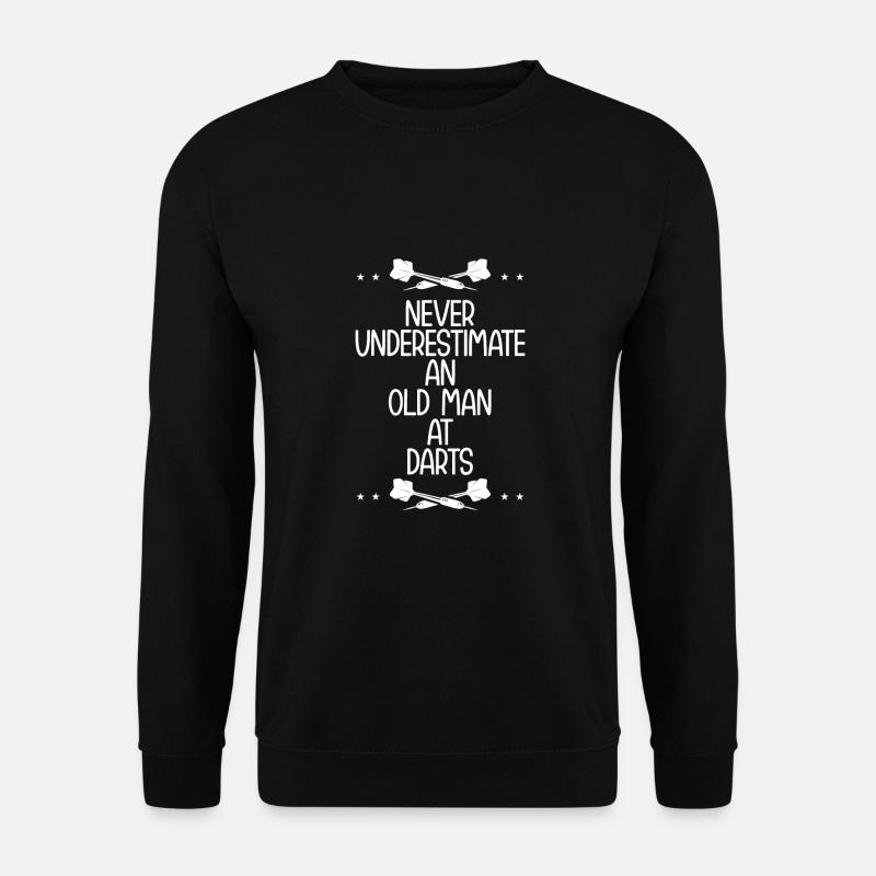 Alter Mann beim Dart - Unisex Pullover - Schwarz
