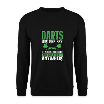 Darts sind wie Sex - Unisex Pullover - Schwarz - Vorne - Alina (178cm) & Michal (187cm)