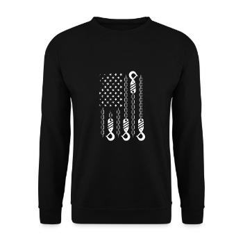 Crochet de remorquage drapeau américain - Sweat-shirt Unisexe - noir - Devant - Alina (178cm) & Michal (187cm)