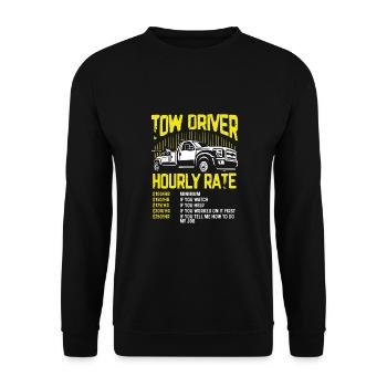 Abschleppfahrer Stundensatz - Unisex Pullover - Schwarz - Vorne - Alina (178cm) & Michal (187cm)