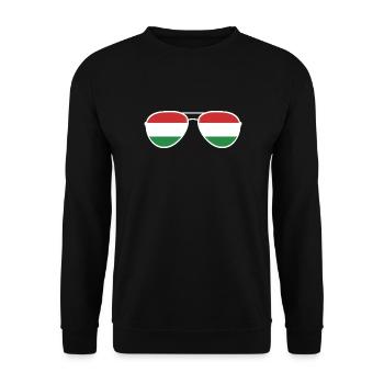 Ungarn Hungary Flagge Sonnenbrille Ungarisch - Unisex Pullover - Schwarz - Vorne - Alina (178cm) & Michal (187cm)