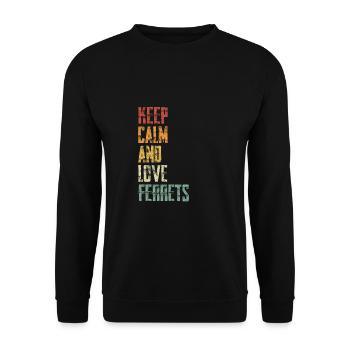 Bleib Ruhig Und Liebe Frettchen - Unisex Pullover - Schwarz - Vorne - Alina (178cm) & Michal (187cm)