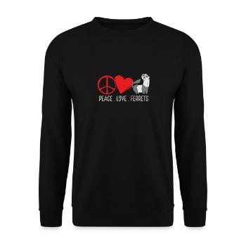 Frieden liebe Und Frettchen - Unisex Pullover - Schwarz - Vorne - Alina (178cm) & Michal (187cm)