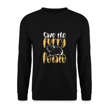 Sichern Sie Die Pelzige Kartoffel - Unisex Pullover - Schwarz - Vorne - Alina (178cm) & Michal (187cm)