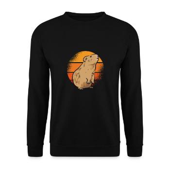 Cute Guinea Pig Retro Sun - Unisex Sweatshirt - black - Front - Alina (178cm) & Michal (187cm)
