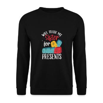Exchange my sister for gifts - Unisex Sweatshirt - black - Front - Alina (178cm) & Michal (187cm)