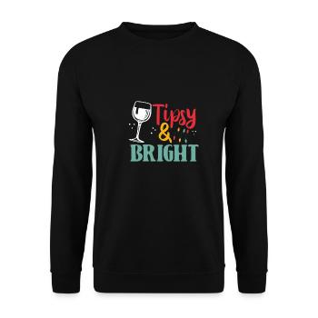 Mit Wein beschwipst und heiter - Unisex Pullover - Schwarz - Vorne - Alina (178cm) & Michal (187cm)