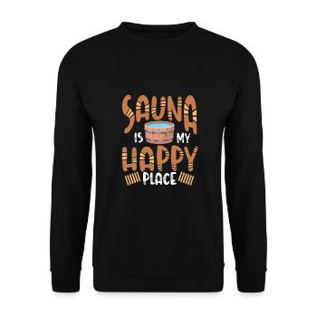 The sauna is my happy place - Unisex Sweatshirt - black - Front - Alina (178cm) & Michal (187cm)