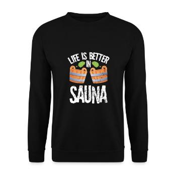 J’adore les saunas - Sweat-shirt Unisexe - noir - Devant - Alina (178cm) & Michal (187cm)