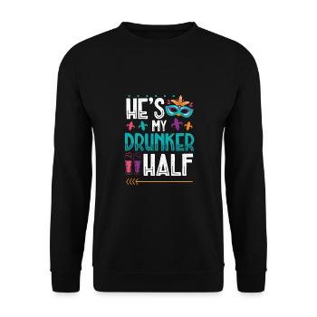 Hes My Drunken Half - Unisex Sweatshirt - black - Front - Alina (178cm) & Michal (187cm)