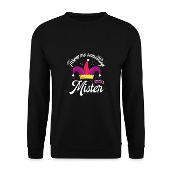 Throw something at me, Mister - Unisex Sweatshirt - black - Front - Alina (178cm) & Michal (187cm)