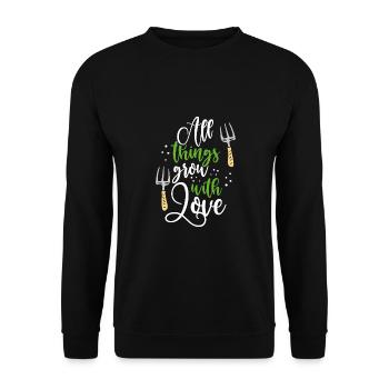 Toutes choses grandissent avec amour - Sweat-shirt Unisexe - noir - Devant - Alina (178cm) & Michal (187cm)