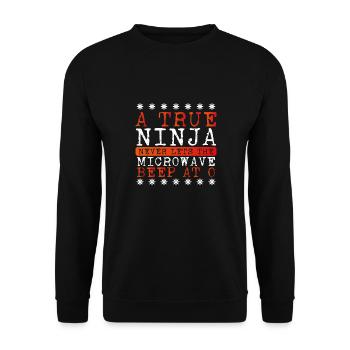 A true ninja leaves the microwave - Unisex Sweatshirt - black - Front - Alina (178cm) & Michal (187cm)