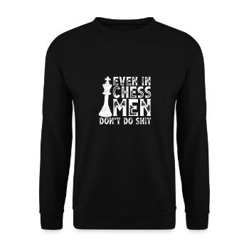 Auch Im Schach Machen Männer Kein mist - Unisex Pullover - Schwarz - Vorne - Alina (178cm) & Michal (187cm)
