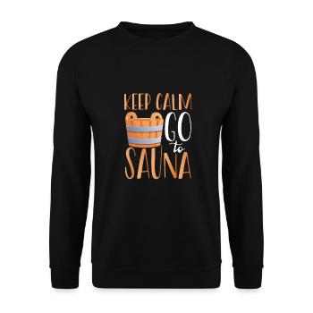 Stay calm and go to the sauna - Unisex Sweatshirt - black - Front - Alina (178cm) & Michal (187cm)