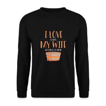 J’aime ma femme dans le sauna - Sweat-shirt Unisexe - noir - Devant - Alina (178cm) & Michal (187cm)