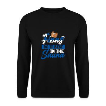 Am Besten In Der Sauna - Unisex Pullover - Schwarz - Vorne - Alina (178cm) & Michal (187cm)