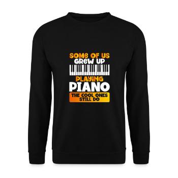 Klavier Spielend Aufgewachsen - Unisex Pullover - Schwarz - Vorne - Alina (178cm) & Michal (187cm)