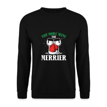 With more wine it gets funnier - Unisex Sweatshirt - black - Front - Alina (178cm) & Michal (187cm)