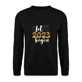 Lasst 2023 Beginnen - Unisex Pullover - Schwarz - Vorne - Alina (178cm) & Michal (187cm)