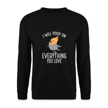 Parrot will poop on everything - Unisex Sweatshirt - black - Front - Alina (178cm) & Michal (187cm)