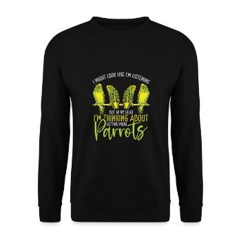 J’ai besoin de plus de perroquets perruches - Sweat-shirt Unisexe - noir - Devant - Alina (178cm) & Michal (187cm)