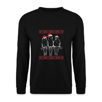 Perroquets avec des chapeaux de Père Noël - Sweat-shirt Unisexe - noir - Devant - Alina (178cm) & Michal (187cm)