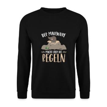 The mole makes the rules here - Unisex Sweatshirt - black - Front - Alina (178cm) & Michal (187cm)