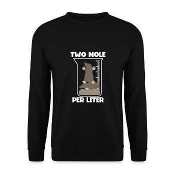 Zwei Mole Pro Liter - Unisex Pullover - Schwarz - Vorne - Alina (178cm) & Michal (187cm)