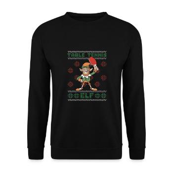 Table tennis Elf at Christmas - Unisex Sweatshirt - black - Front - Alina (178cm) & Michal (187cm)