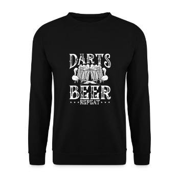 Dart Und Bier Wiederholen - Unisex Pullover - Schwarz - Vorne - Alina (178cm) & Michal (187cm)
