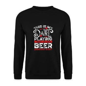 This is my dart and drinking shirt - Unisex Sweatshirt - black - Front - Alina (178cm) & Michal (187cm)