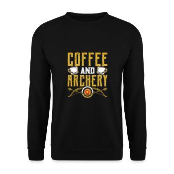 Kaffee Und Bogenschießen - Unisex Pullover - Schwarz - Vorne - Alina (178cm) & Michal (187cm)