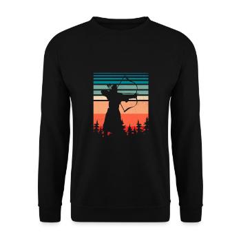 Bogenschütze Mit Pfeil Und Bogen - Unisex Pullover - Schwarz - Vorne - Alina (178cm) & Michal (187cm)