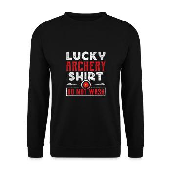 Chemise de tir à l’arc heureuse - Sweat-shirt Unisexe - noir - Devant - Alina (178cm) & Michal (187cm)