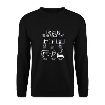 Dinge, Die Ich In Meiner Freizeit Mache - Unisex Pullover - Schwarz - Vorne - Alina (178cm) & Michal (187cm)