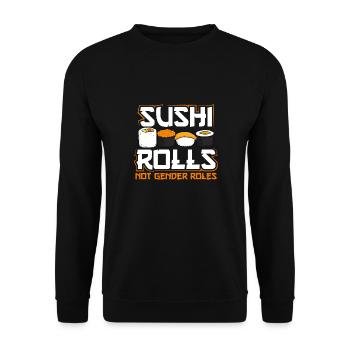 Rouleaux de sushis, Pas de rôles de genre - Sweat-shirt Unisexe - noir - Devant - Alina (178cm) & Michal (187cm)