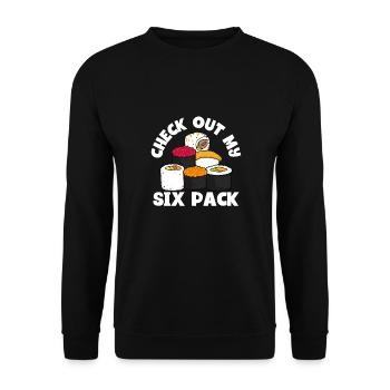 Découvrez mon sixpack de sushis - Sweat-shirt Unisexe - noir - Devant - Alina (178cm) & Michal (187cm)