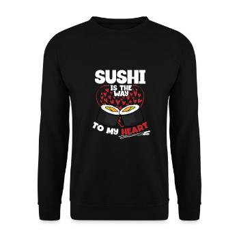 Sushi liebe Am Valentinstag - Unisex Pullover - Schwarz - Vorne - Alina (178cm) & Michal (187cm)