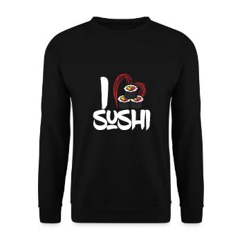 Ich Liebe Sushi - Unisex Pullover - Schwarz - Vorne - Alina (178cm) & Michal (187cm)