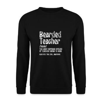 Bärtiger Lehrer - Unisex Pullover - Schwarz - Vorne - Alina (178cm) & Michal (187cm)