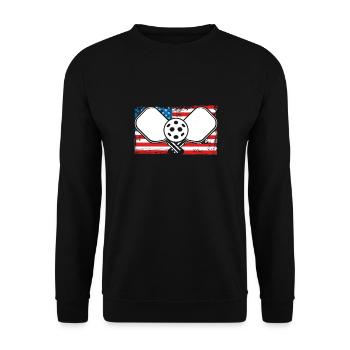 Batte de pickleball sur un drapeau américain - Sweat-shirt Unisexe - noir - Devant - Alina (178cm) & Michal (187cm)