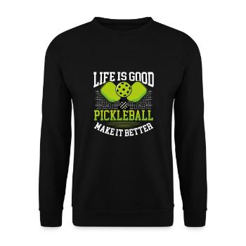 Le pickleball est meilleur que nature - Sweat-shirt Unisexe - noir - Devant - Alina (178cm) & Michal (187cm)