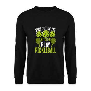 Stay out of the kitchen and - Unisex Sweatshirt - black - Front - Alina (178cm) & Michal (187cm)