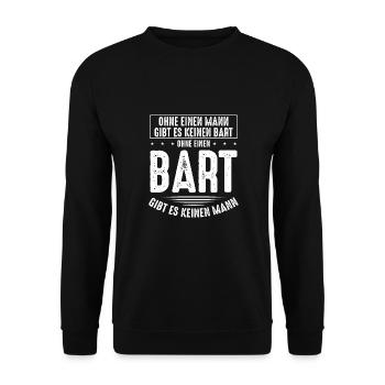 Ohne Bart Gibt Es Keinen Mann - Unisex Pullover - Schwarz - Vorne - Alina (178cm) & Michal (187cm)