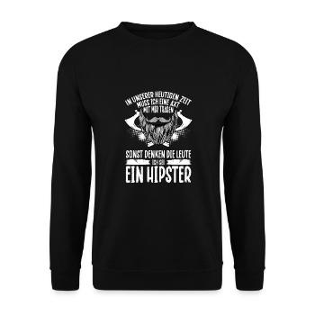 Ich Bin Kein Hipster - Unisex Pullover - Schwarz - Vorne - Alina (178cm) & Michal (187cm)