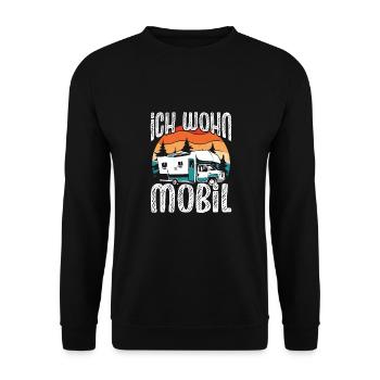 Ich wohn Mobil - Unisex Pullover - Schwarz - Vorne - Alina (178cm) & Michal (187cm)
