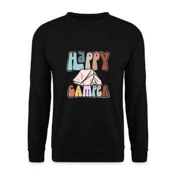 Glückliches Wohnmobilzelt - Unisex Pullover - Schwarz - Vorne - Alina (178cm) & Michal (187cm)