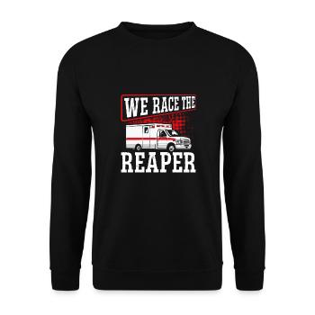 A race against the Grim Reaper - Unisex Sweatshirt - black - Front - Alina (178cm) & Michal (187cm)